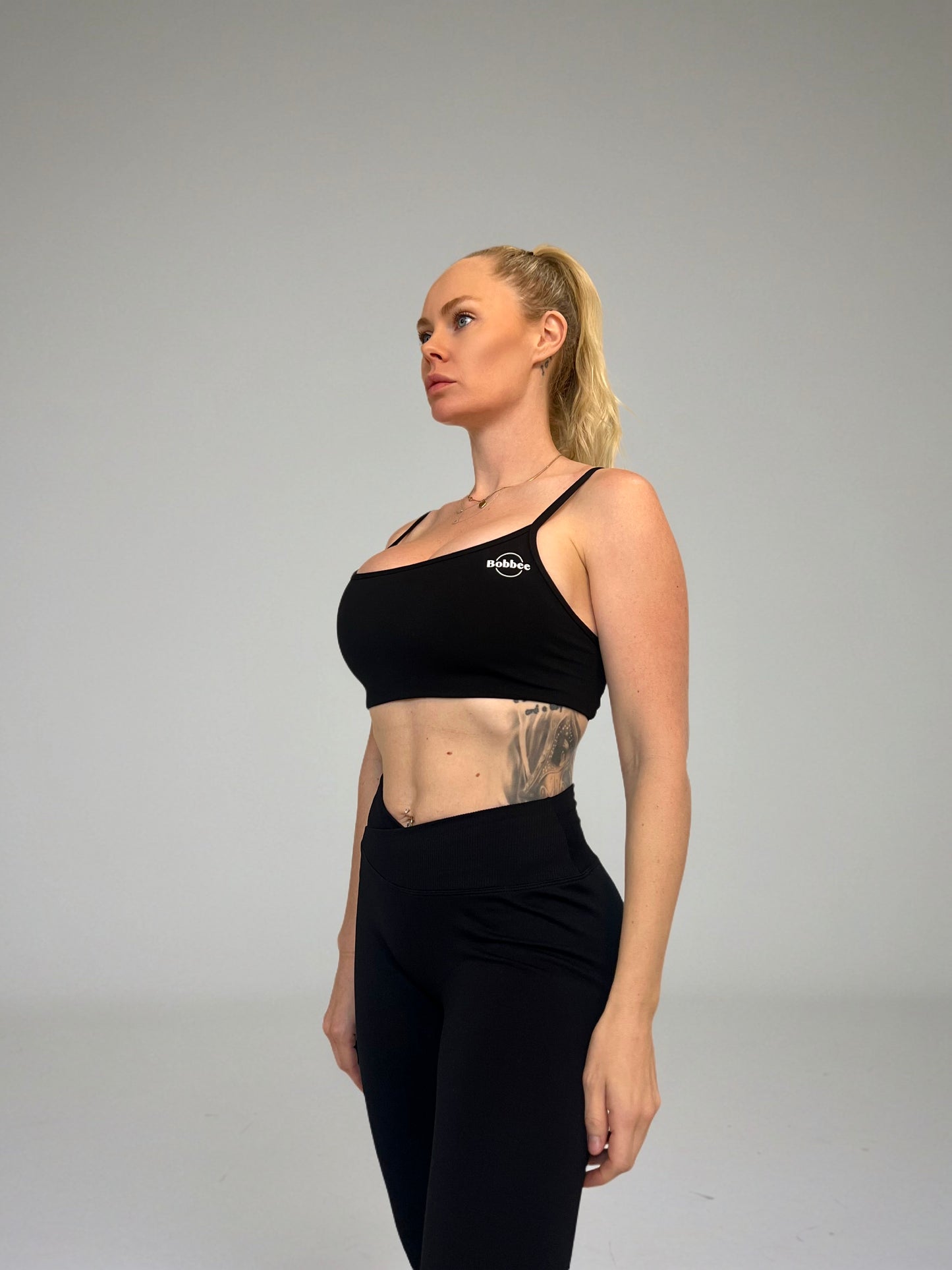 Black Luxe Open-Back Sports Bra - Confidence in Every Curve