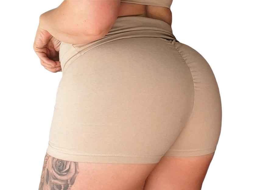 Versatile Beige Butt-Lifting Shorts