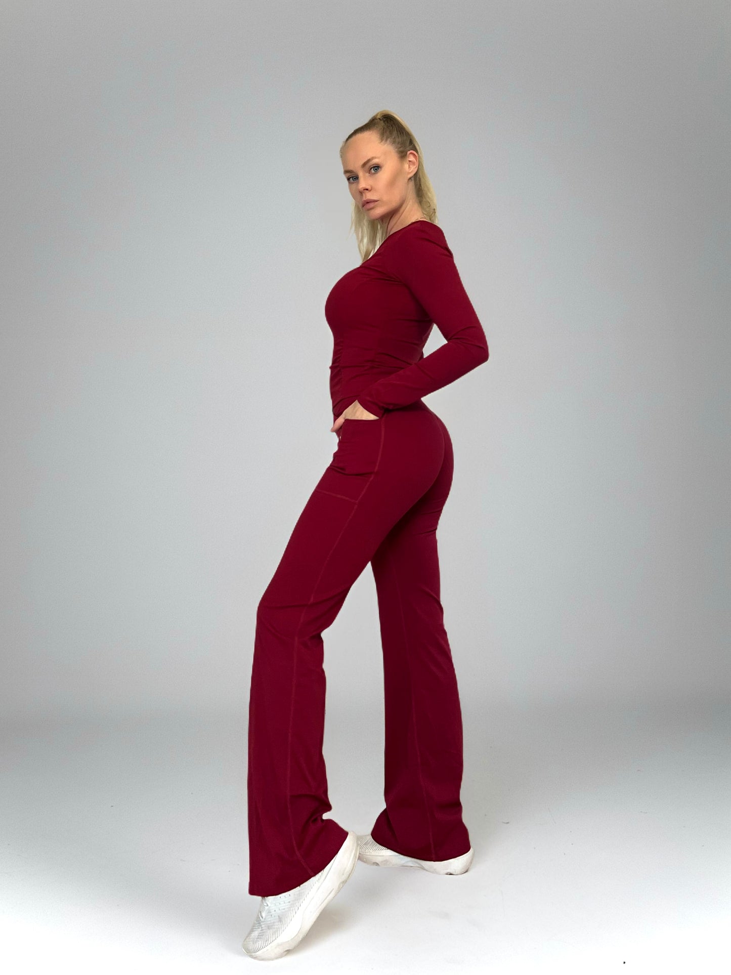 Burgundy Grace Set - Flared Elegance Meets Sculpted Confidence