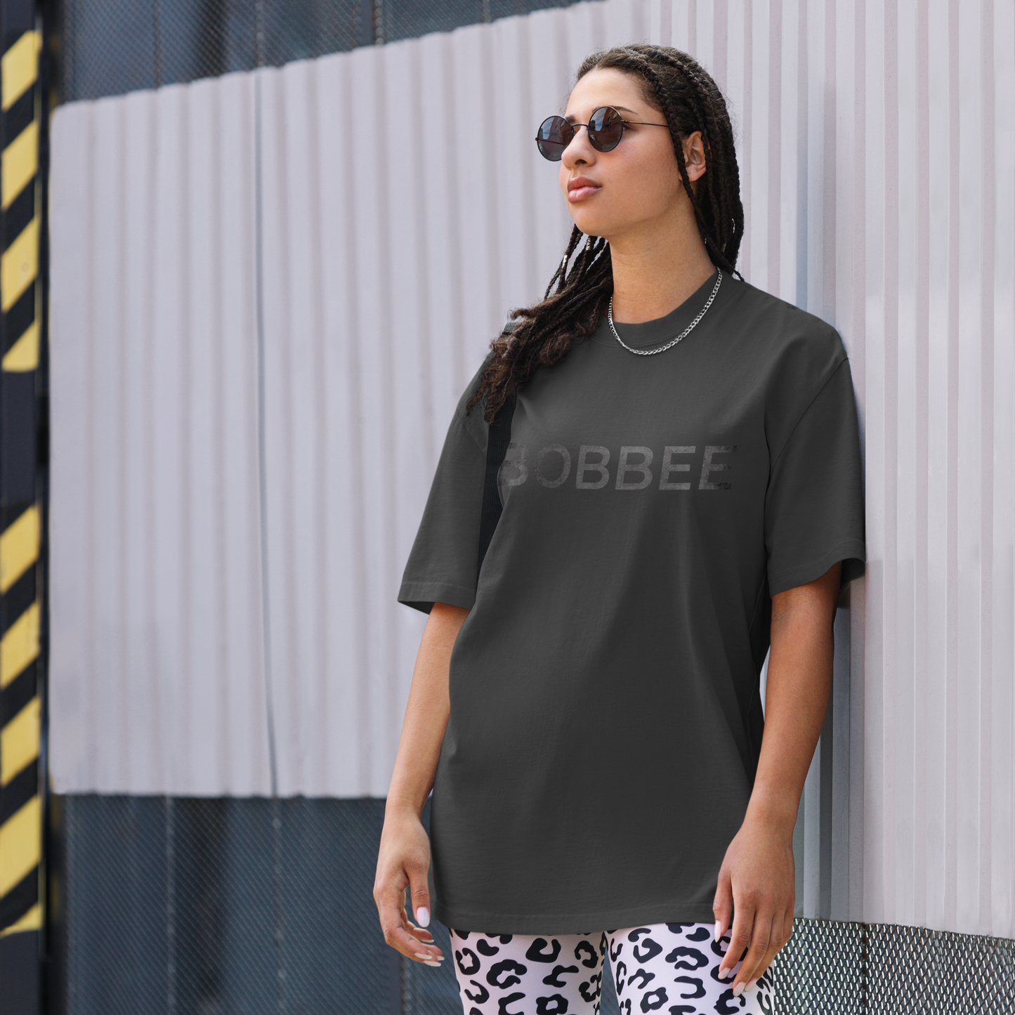 Oversized Cotton T-Shirt | Perfect Gym Fit | Faded Black & Bone